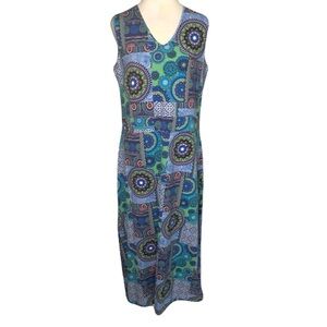 WinterSilks Women’s Medium Multicolor V Neck Sleeveless Casual Midi/Maxi Dress